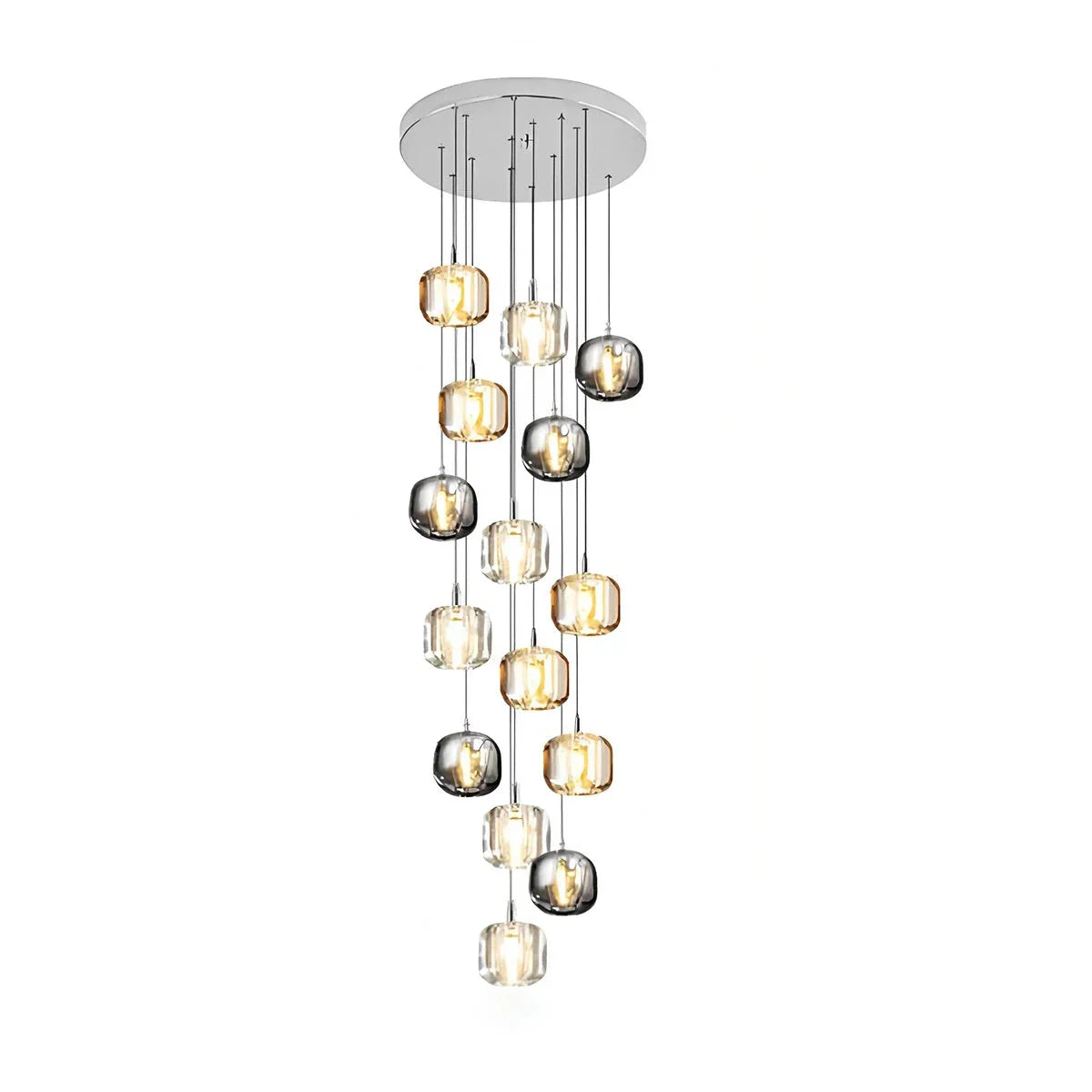 Multicolor Glass Pendant Light Fixture With Layered Lighting