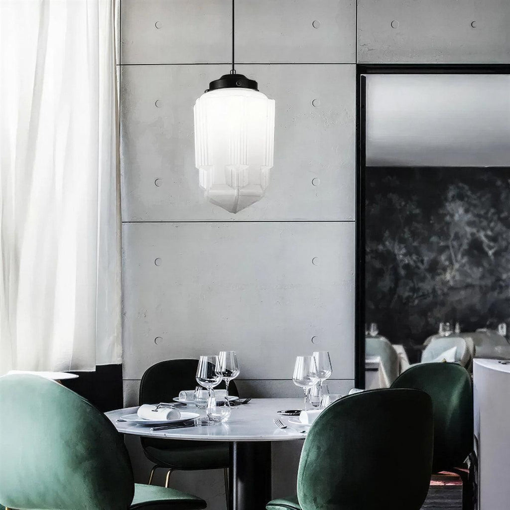 Stylish Ceiling Pendant Light With Geometric Frosted Shade | Ormexis