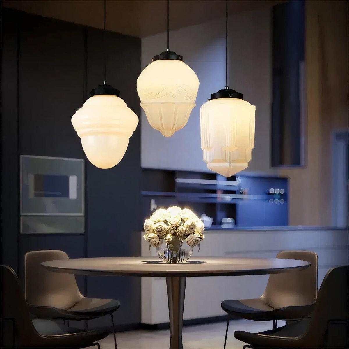 Stylish Ceiling Pendant Light With Geometric Frosted Shade | Ormexis