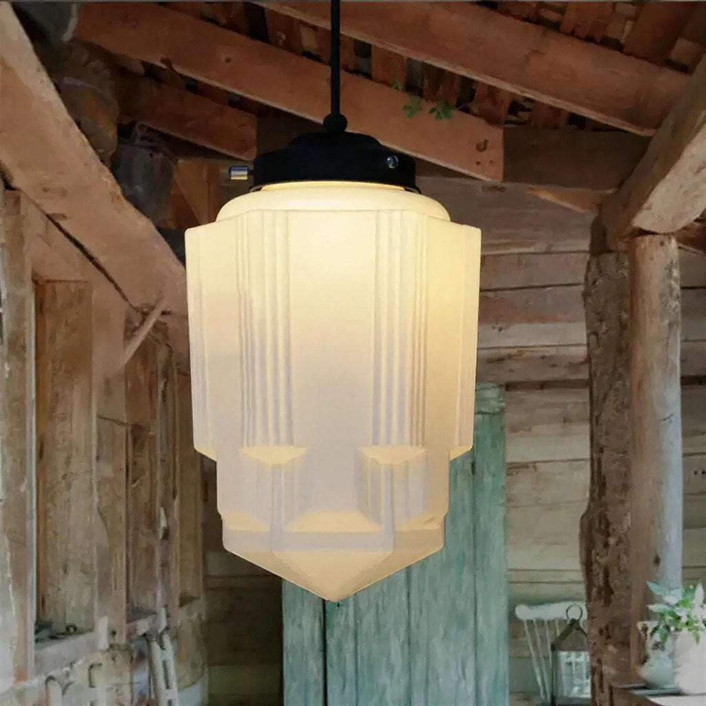 Stylish Ceiling Pendant Light With Geometric Frosted Shade | Ormexis