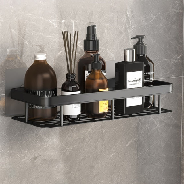 Organisateur de bain en métal fin avec ventouses pour petits espaces
