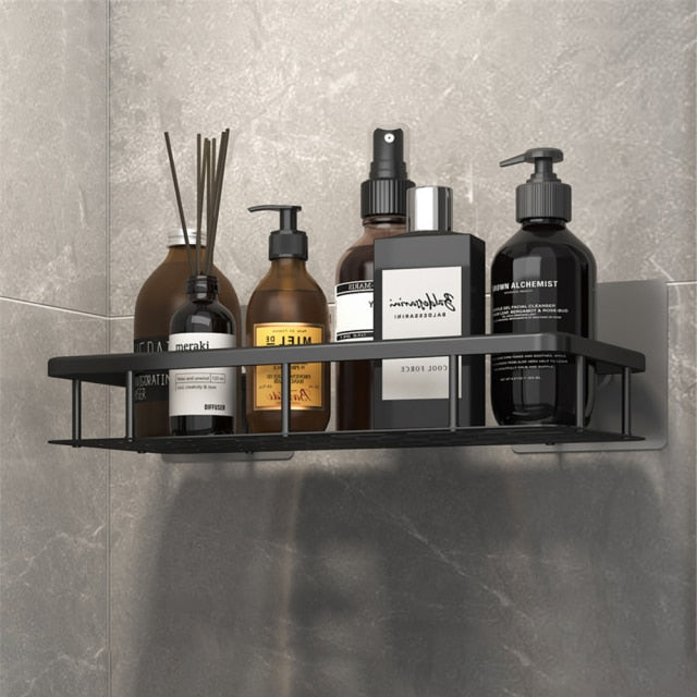Organisateur de bain en métal fin avec ventouses pour petits espaces