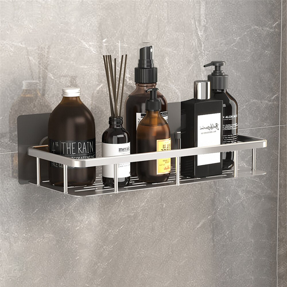 Organisateur de bain en métal fin avec ventouses pour petits espaces