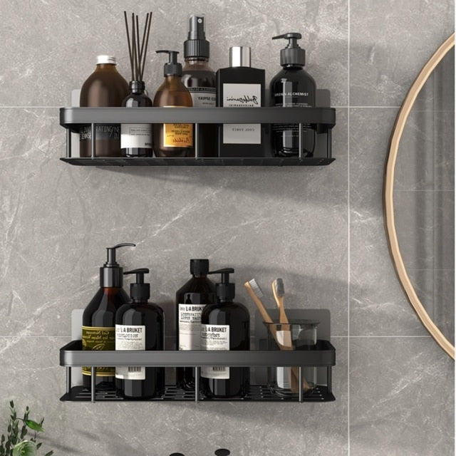 Organisateur de bain en métal fin avec ventouses pour petits espaces