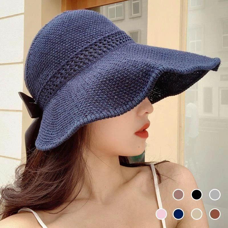 Cappello da spiaggia a tesa larga da donna con taglia regolabile per l’estate, protezione UV