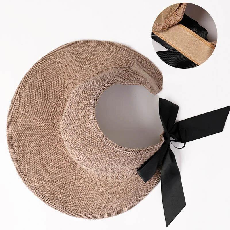 Cappello da spiaggia a tesa larga da donna con taglia regolabile per l’estate, protezione UV