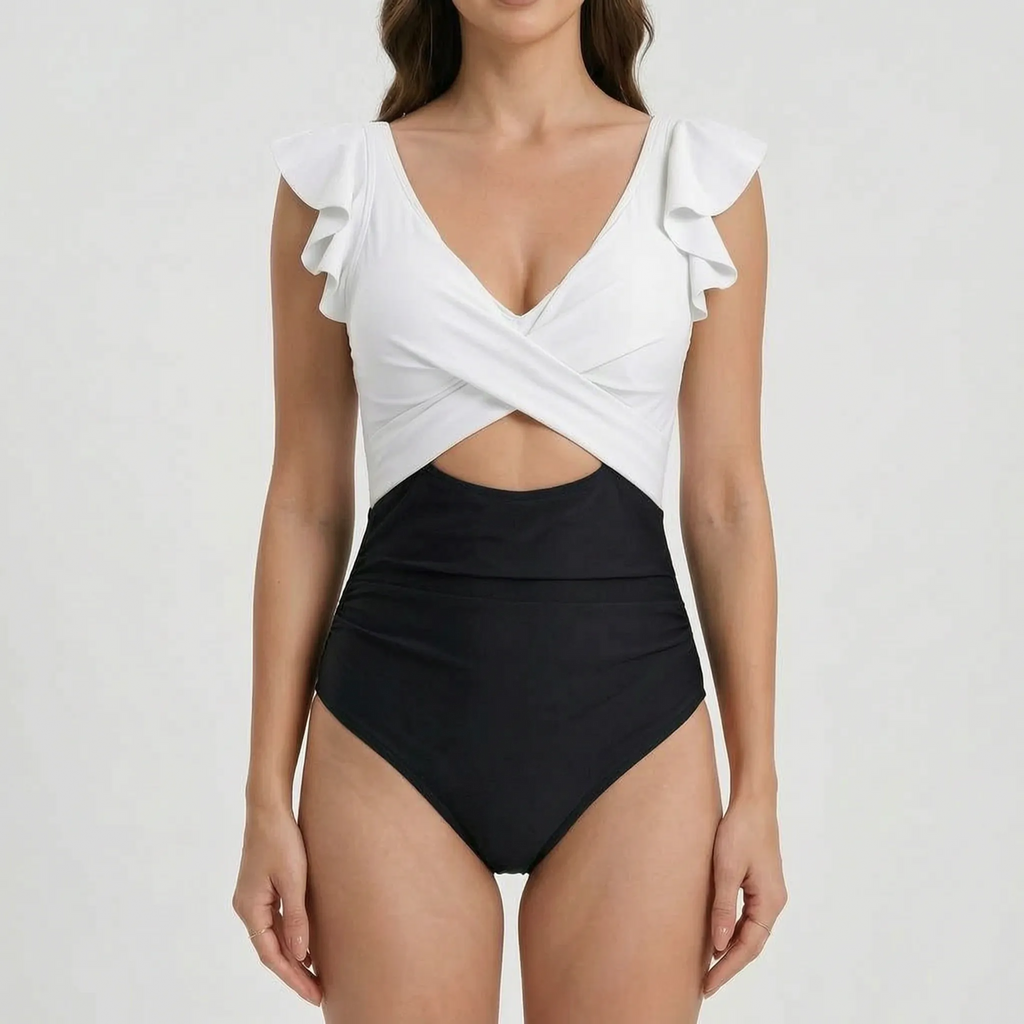 Ruffled One-Piece Swimsuit -  Lounging By The Pool - Ormexis