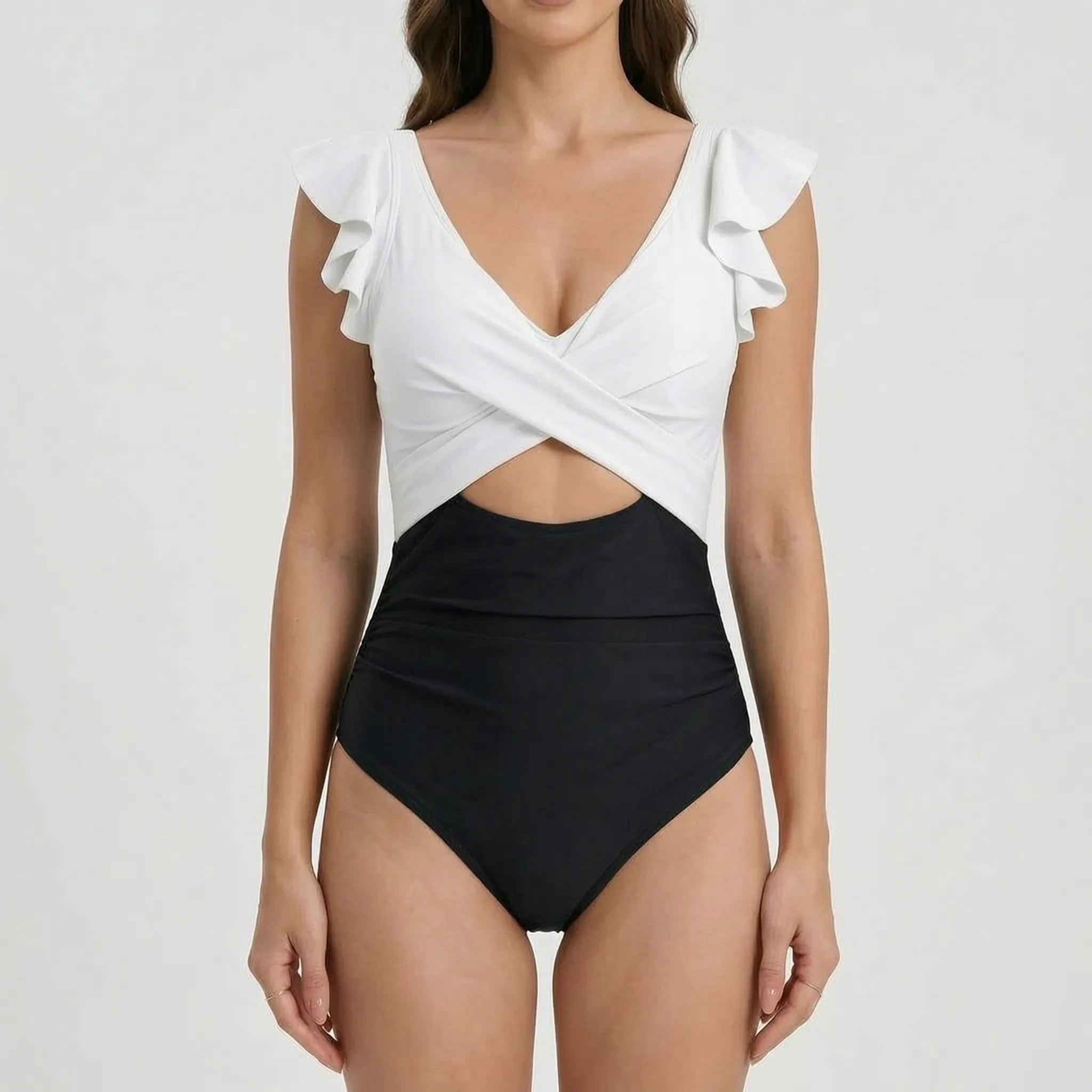 Ruffled One-Piece Swimsuit -  Lounging By The Pool - Ormexis