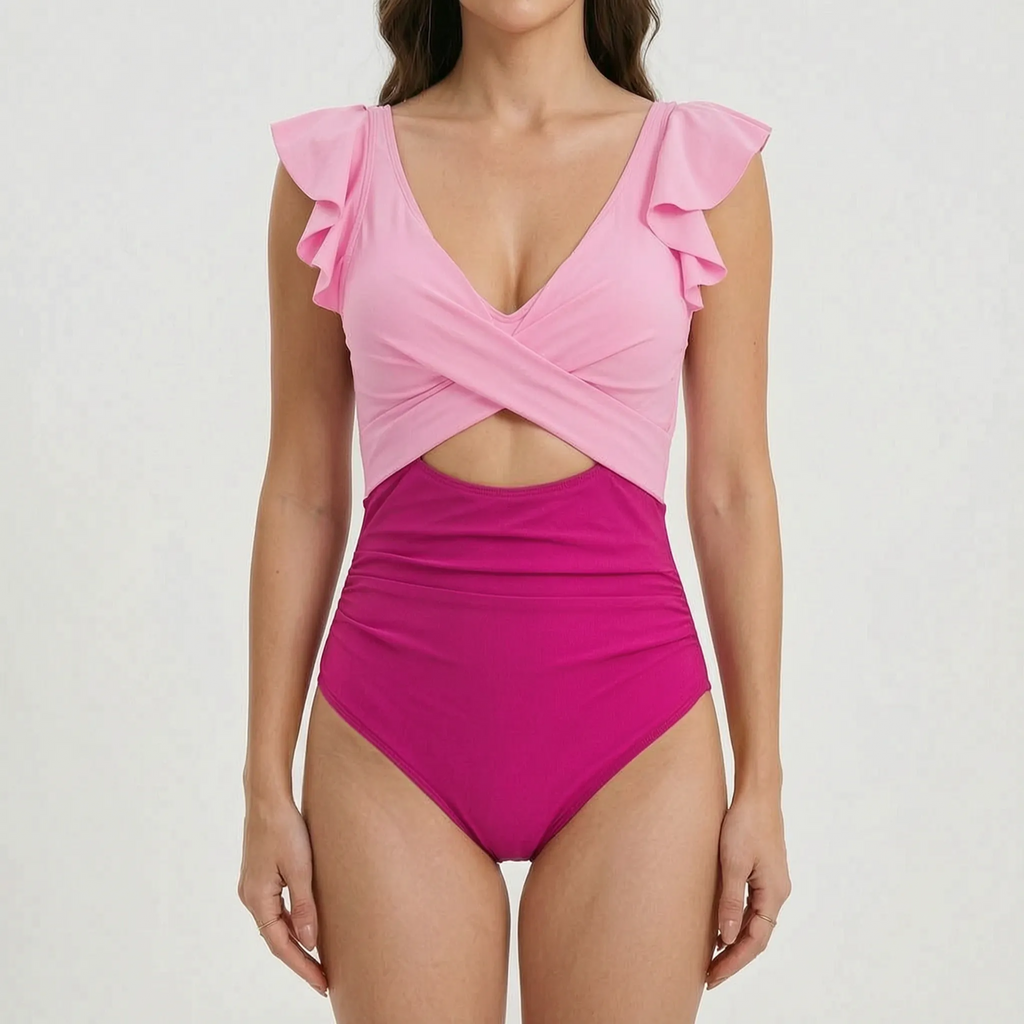 Ruffled One-Piece Swimsuit -  Lounging By The Pool - Ormexis