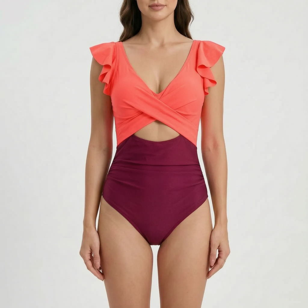 Ruffled One-Piece Swimsuit -  Lounging By The Pool - Ormexis