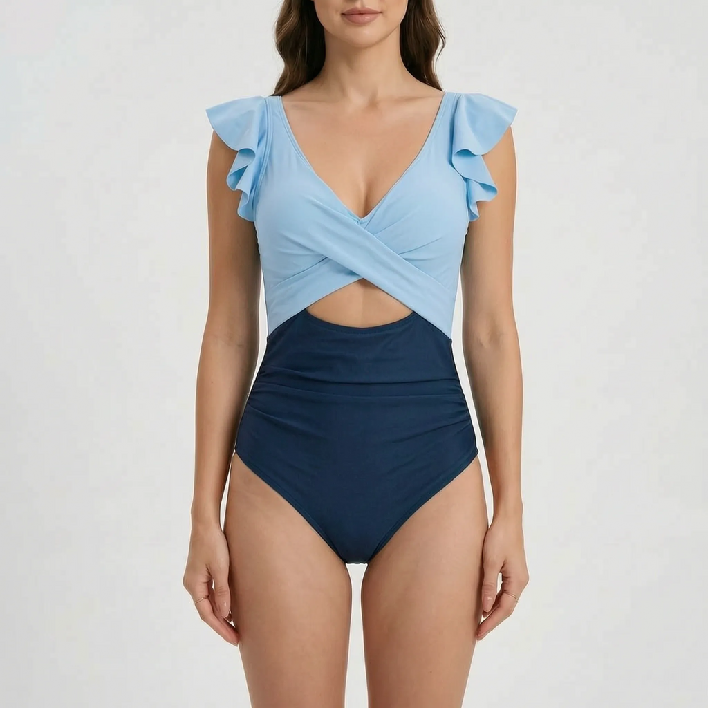 Ruffled One-Piece Swimsuit -  Lounging By The Pool - Ormexis