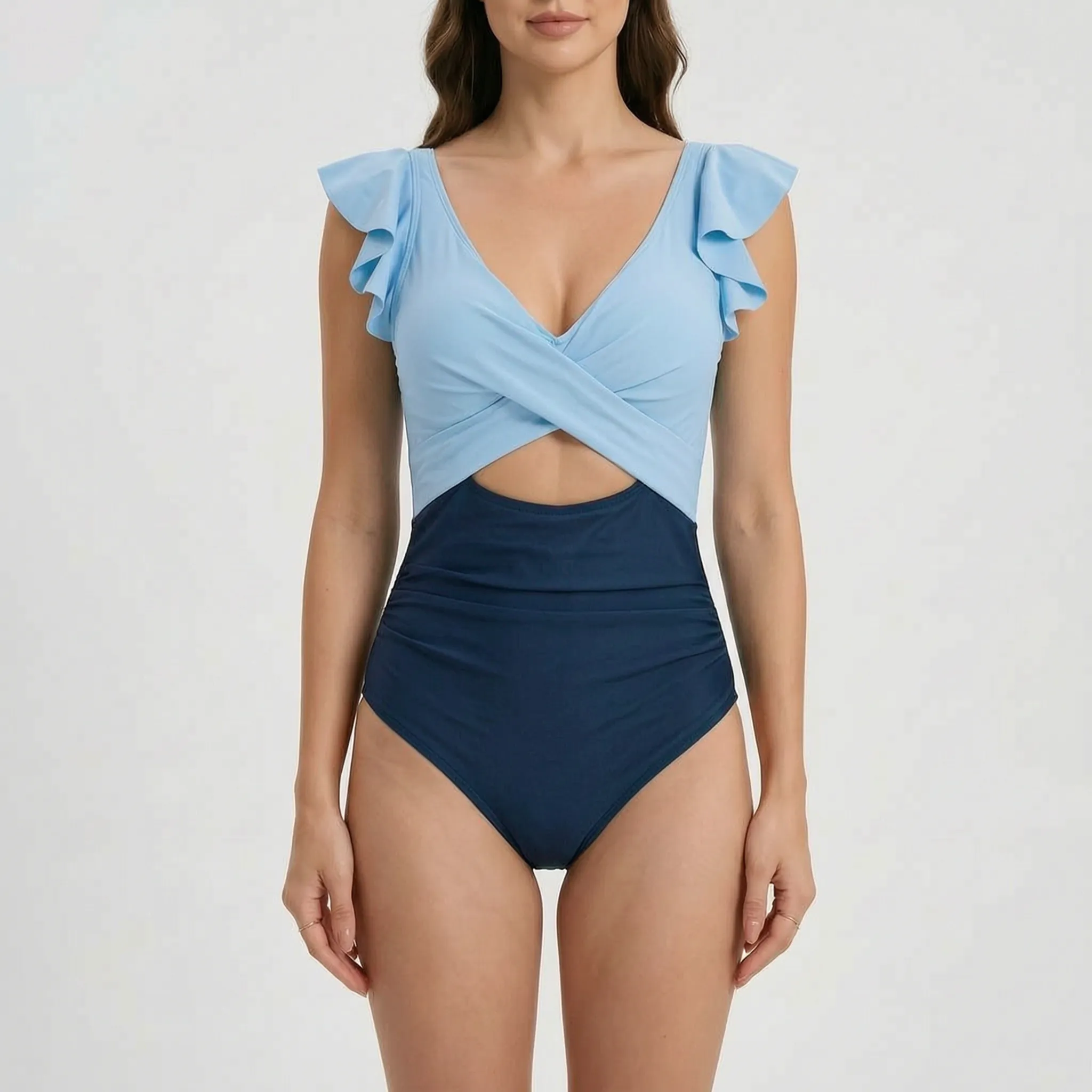 Ruffled One-Piece Swimsuit -  Lounging By The Pool - Ormexis