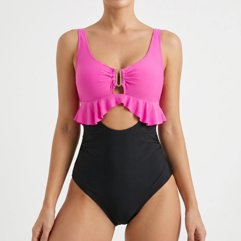 Two-Piece Peplum Swimsuit -  Beach Holidays - Ormexis