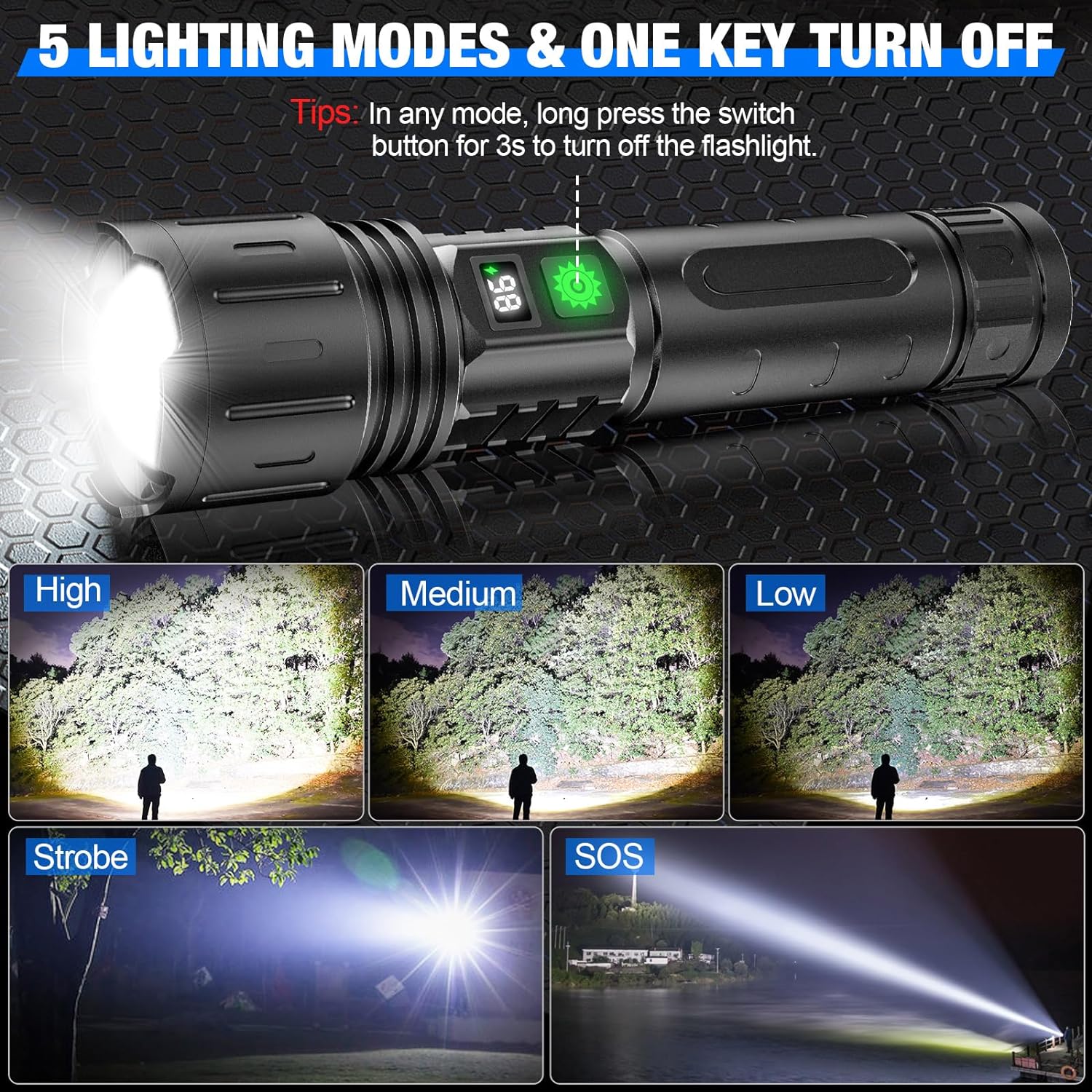 Lumina Torch Tactical Flashlight With Rechargeable Battery For Outdoor Use