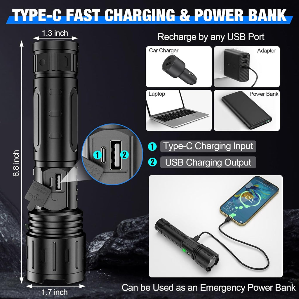 Lumina Torch Tactical Flashlight With Rechargeable Battery For Outdoor Use