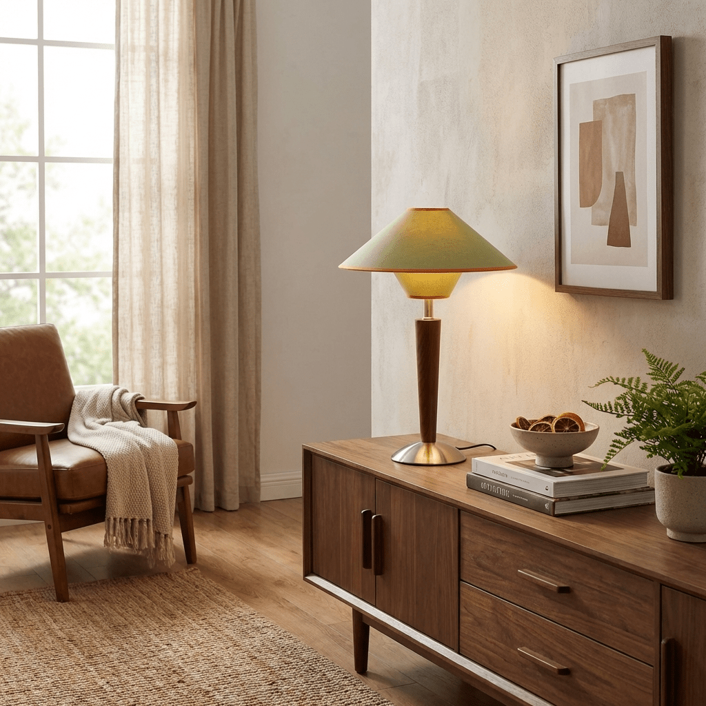 Alderwood-Leinenschirm-Tischlampe | Ormexis