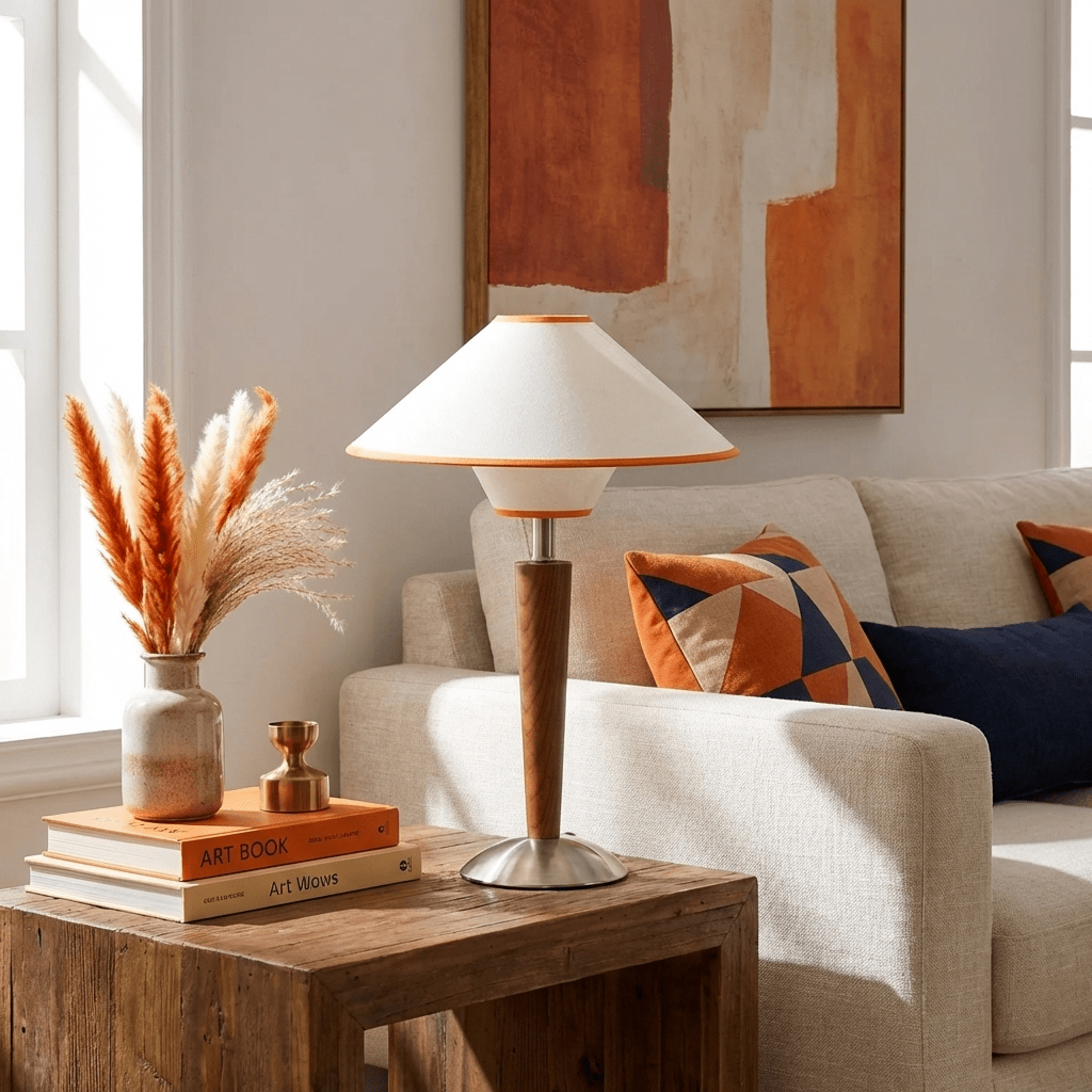 Alderwood-Leinenschirm-Tischlampe | Ormexis