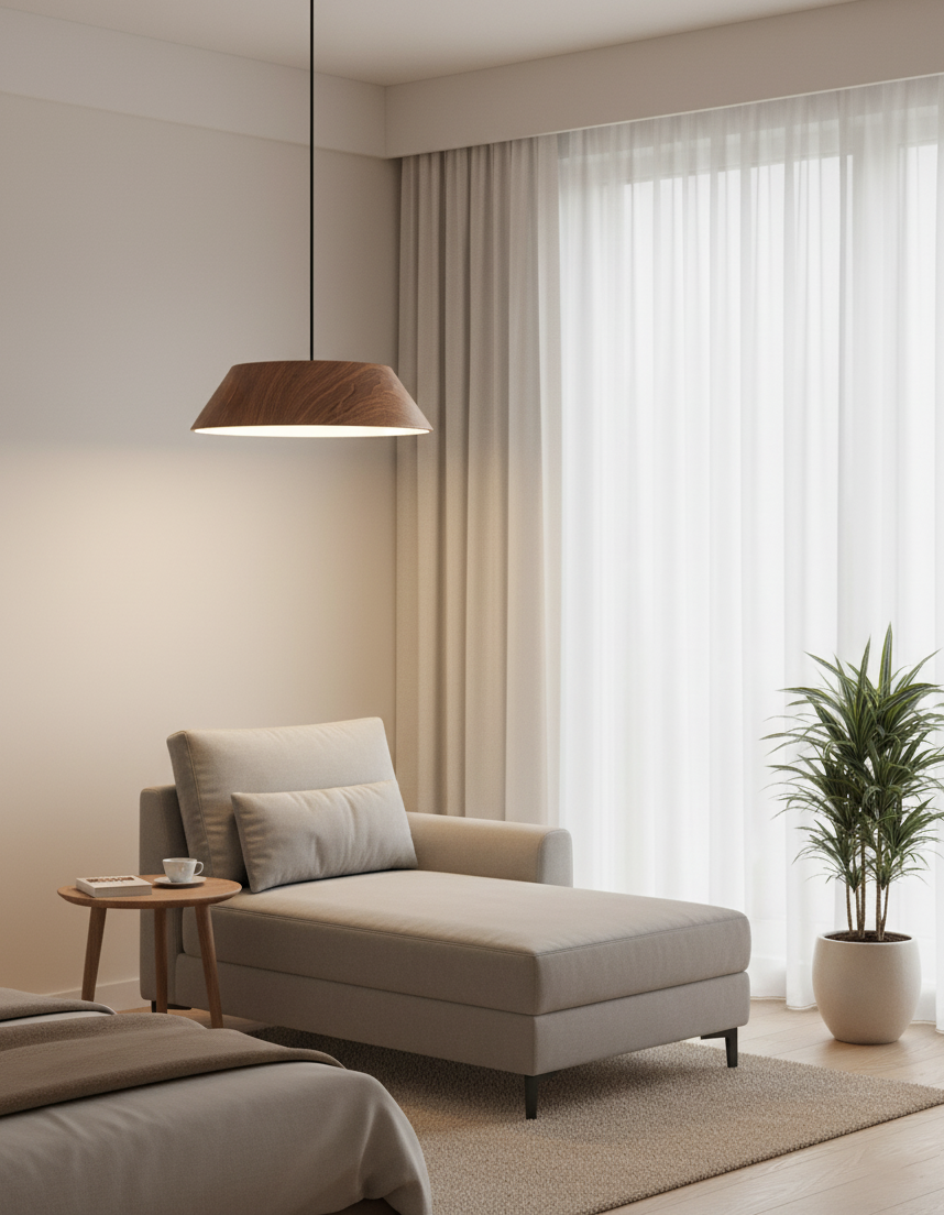 Wood Finish Dome Ceiling Light | Ormexis