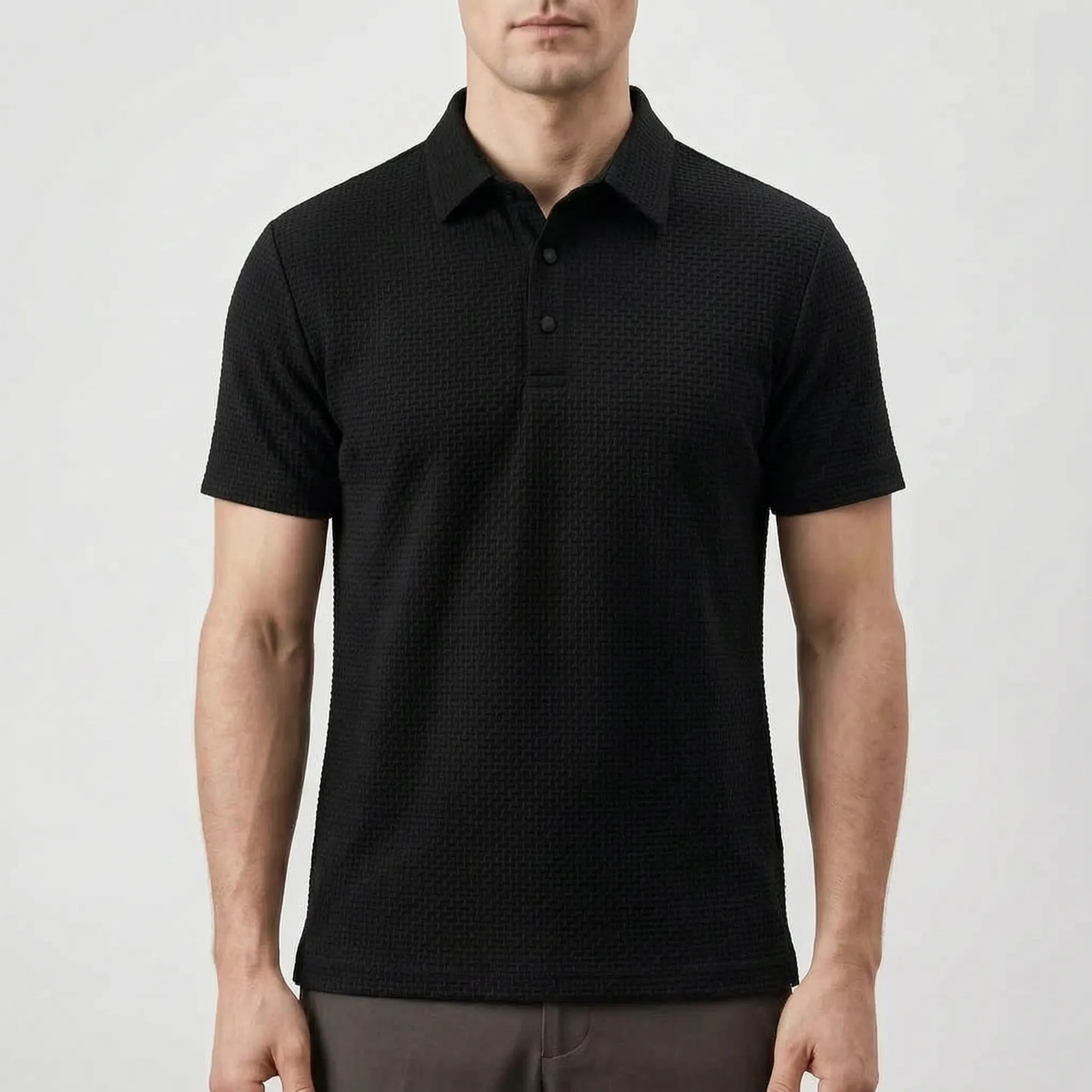 Textured Knit Polo Shirt -  Smart Casual Dressing - Ormexis