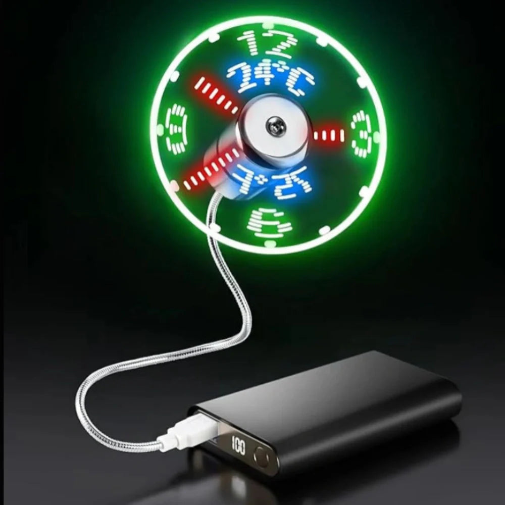TimeGlow USB給電クロックファン LEDディスプレイ付き＆風量調節可能