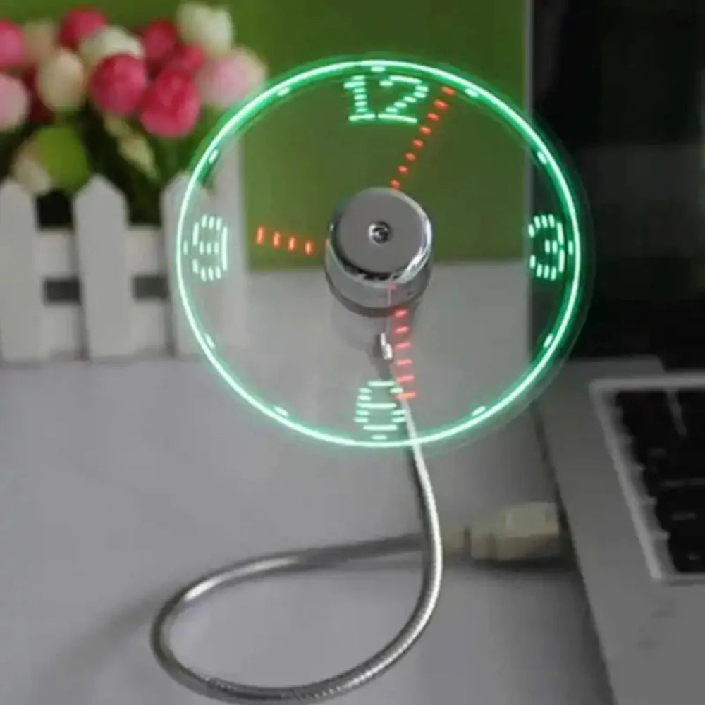 TimeGlow USB給電クロックファン LEDディスプレイ付き＆風量調節可能