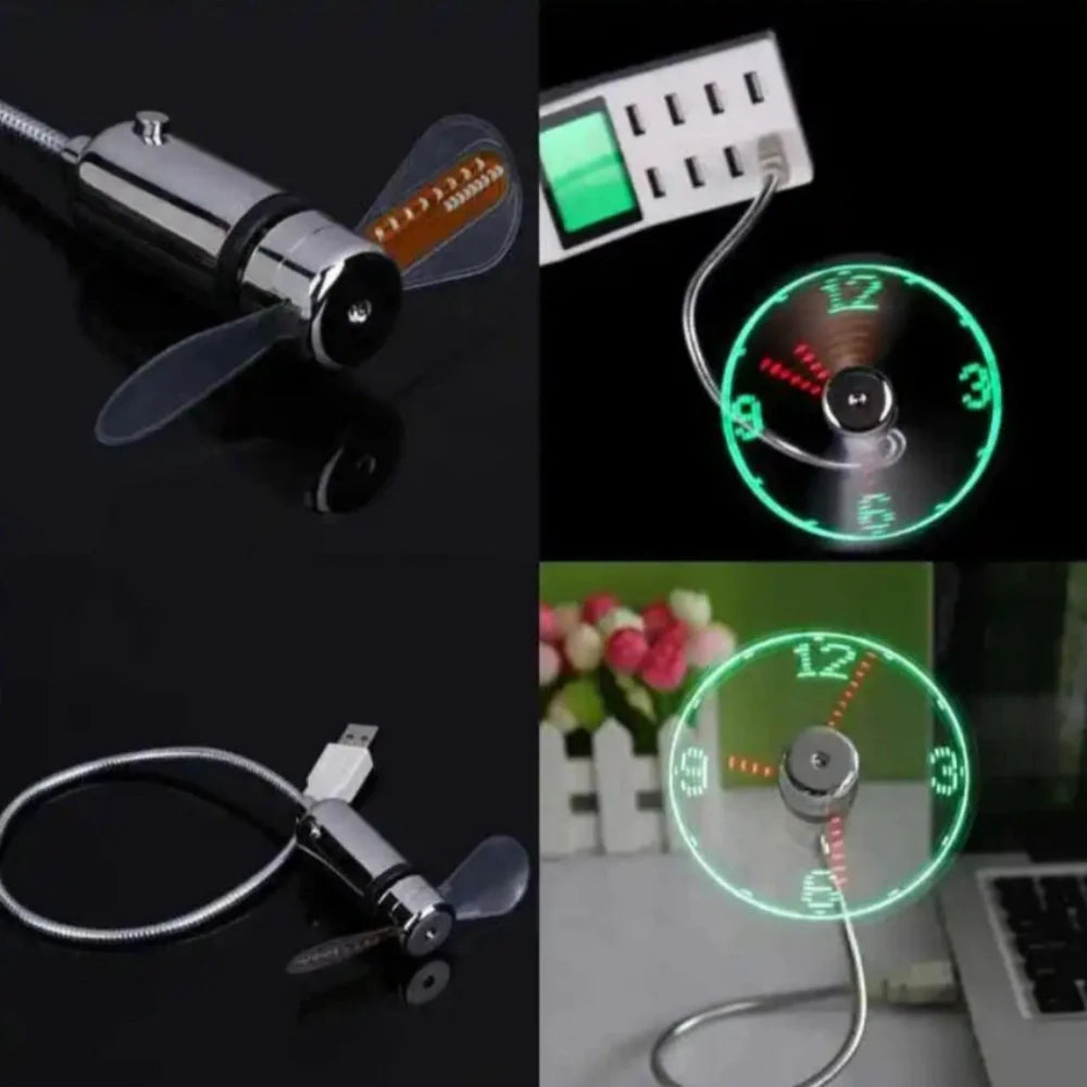 TimeGlow USB給電クロックファン LEDディスプレイ付き＆風量調節可能