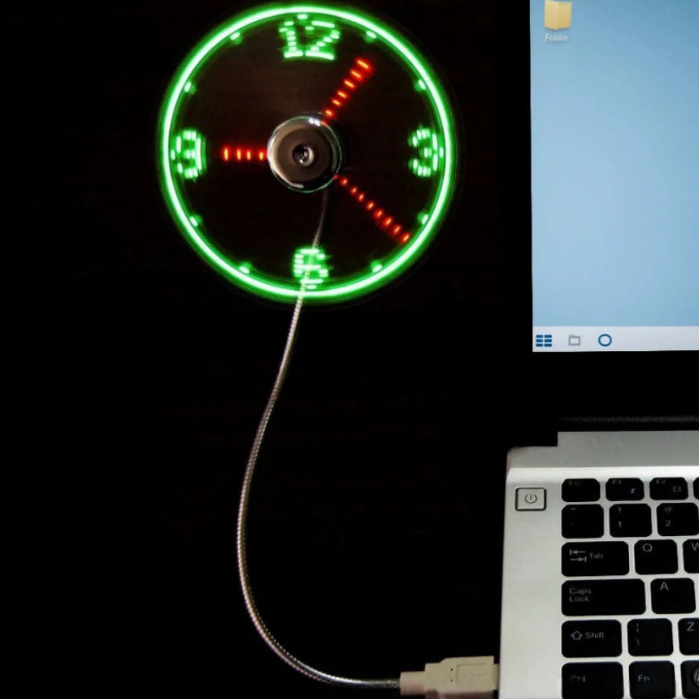 TimeGlow USB給電クロックファン LEDディスプレイ付き＆風量調節可能