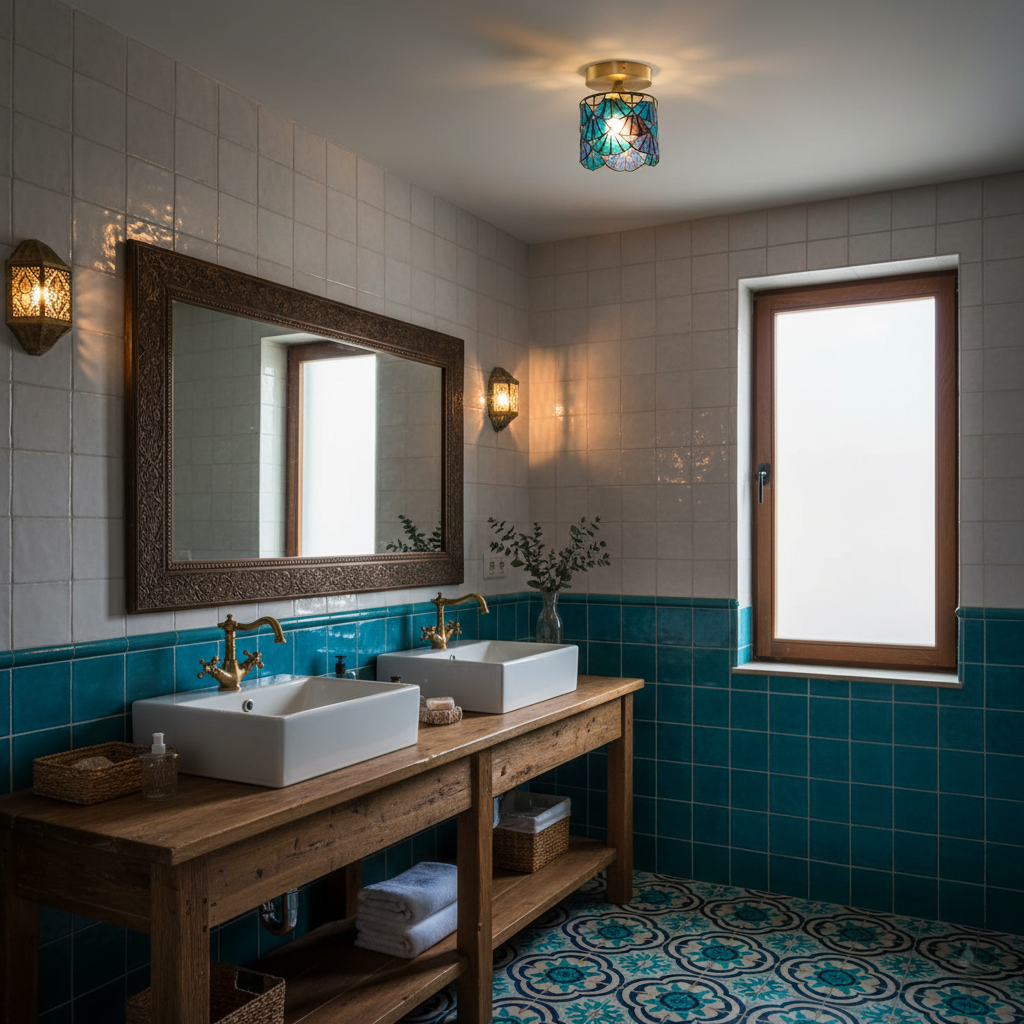 Vintage Mosaic Glass Flush Mount | Ormexis