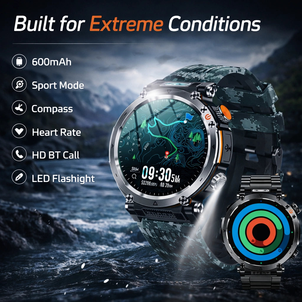 TitanCore-serien robust GPS-smartwatch med sundhedsovervågning til udendørs eventyr