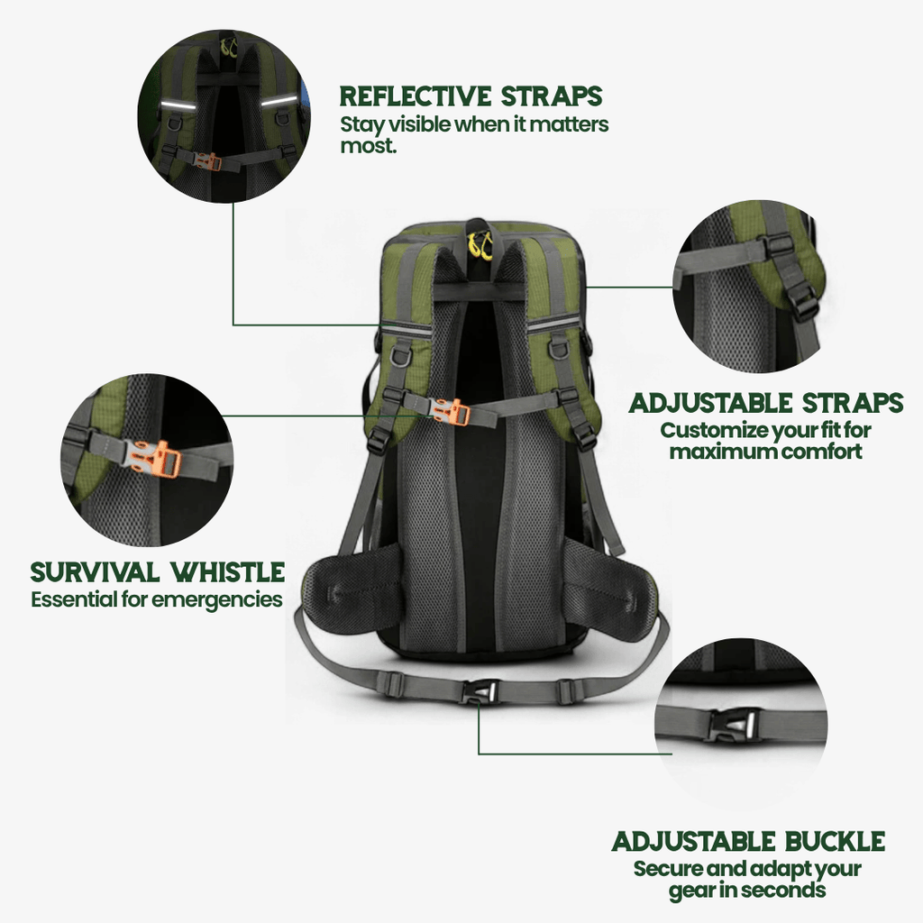 TrailPro 50L vaellussäkki ilmavalla selkäosalla päivittäiseen mukavuuteen