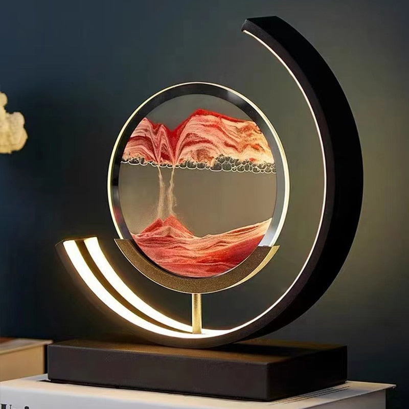 Tranquil Light LED-bordslampa med rörlig sandscen för avkoppling