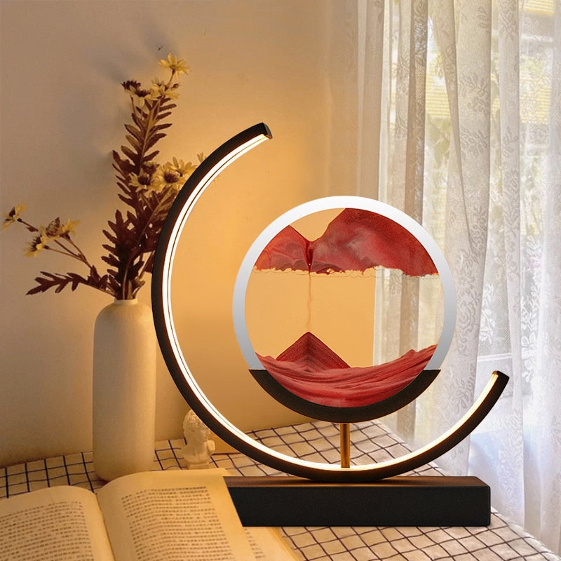 Tranquil Light LED-bordslampa med rörlig sandscen för avkoppling