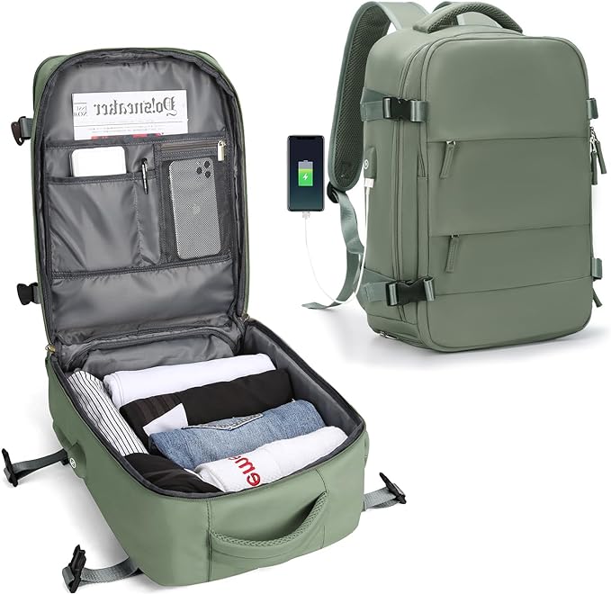 Traveler's Companion hållbar ryggsäck för utomhusbruk med USB-port och vattenavvisande design