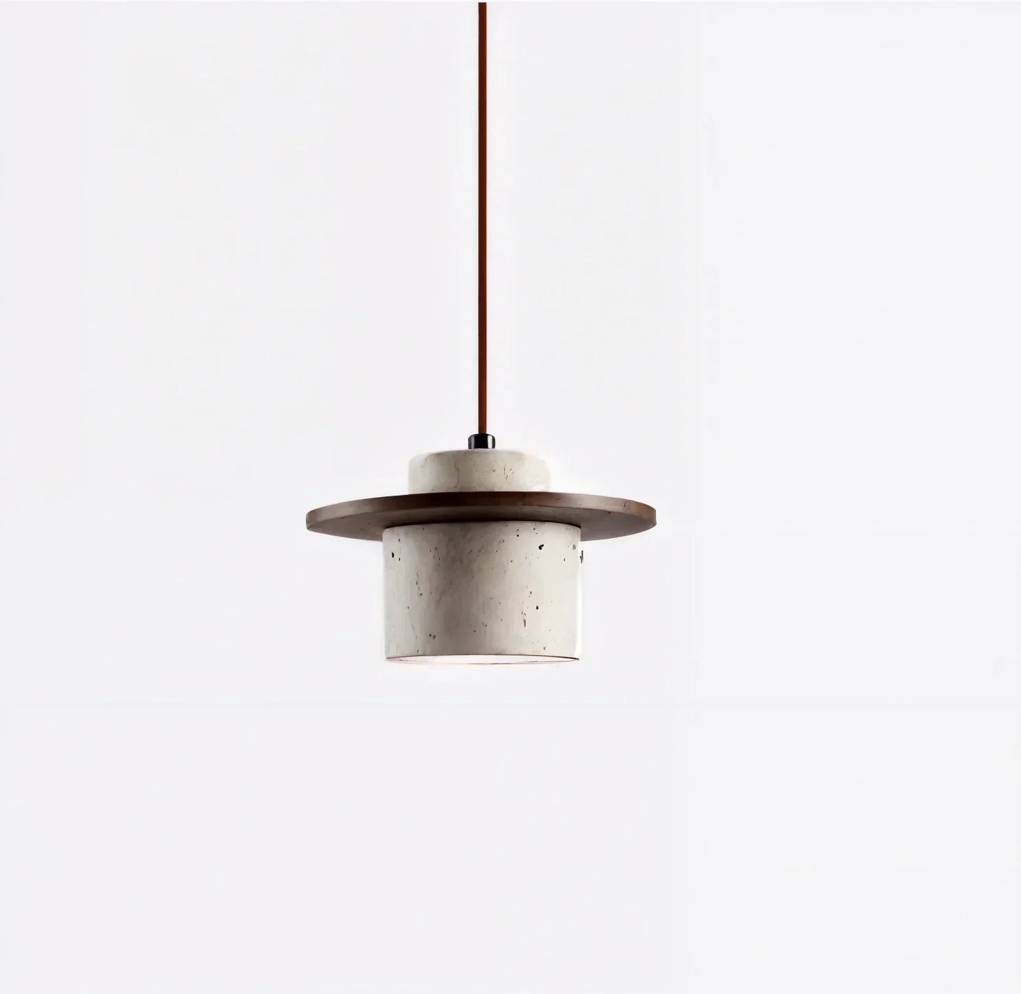 Stropní lampa z travertinu s přírodním stínidlem, minimalistický elegantní design