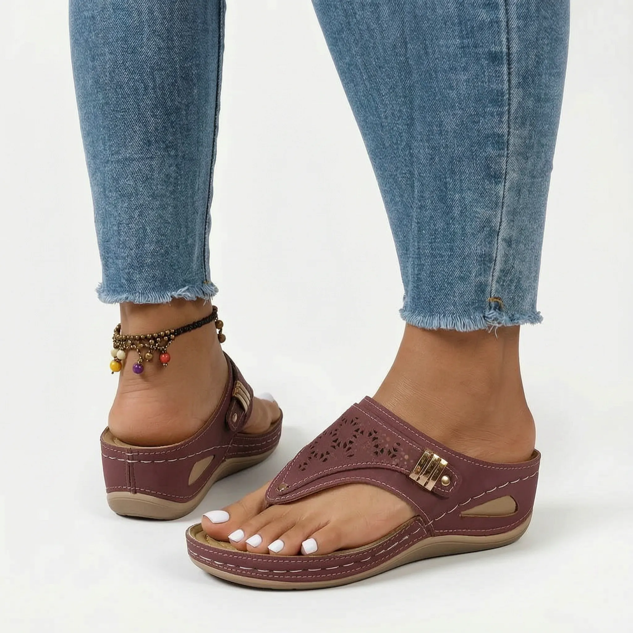 Casual slip-on kilehøye sandaler – raskt hverdagsantrekk – Ormexis