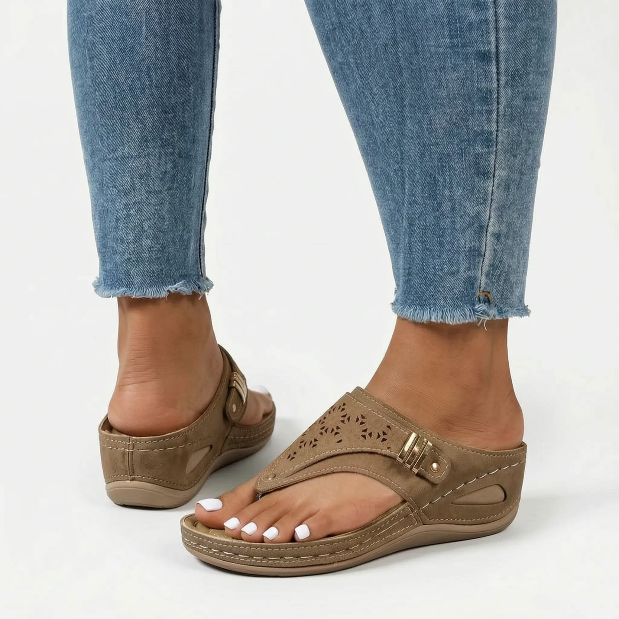 Casual slip-on kilehøye sandaler – raskt hverdagsantrekk – Ormexis