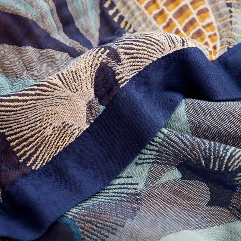 Tropical Haven palme-design jacquard-plaid til hyggelig komfort hele året rundt