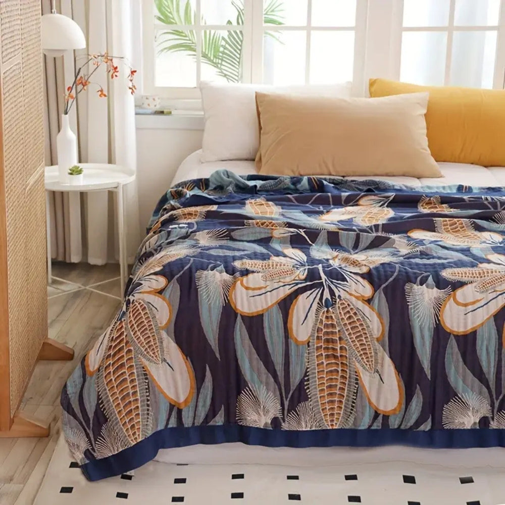 Tropical Haven palme-design jacquard-plaid til hyggelig komfort hele året rundt