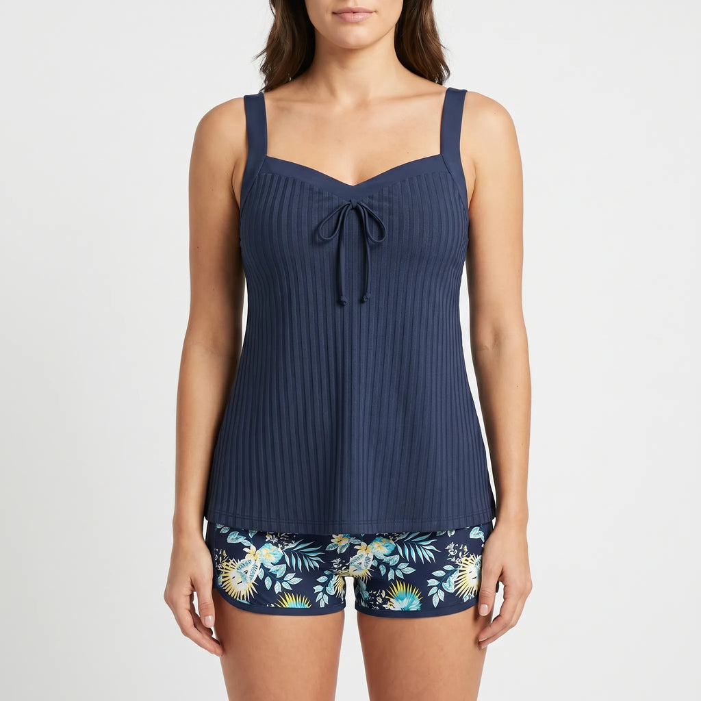 Two Piece Ribbed Tankini Set -  Relaxing Poolside - Ormexis