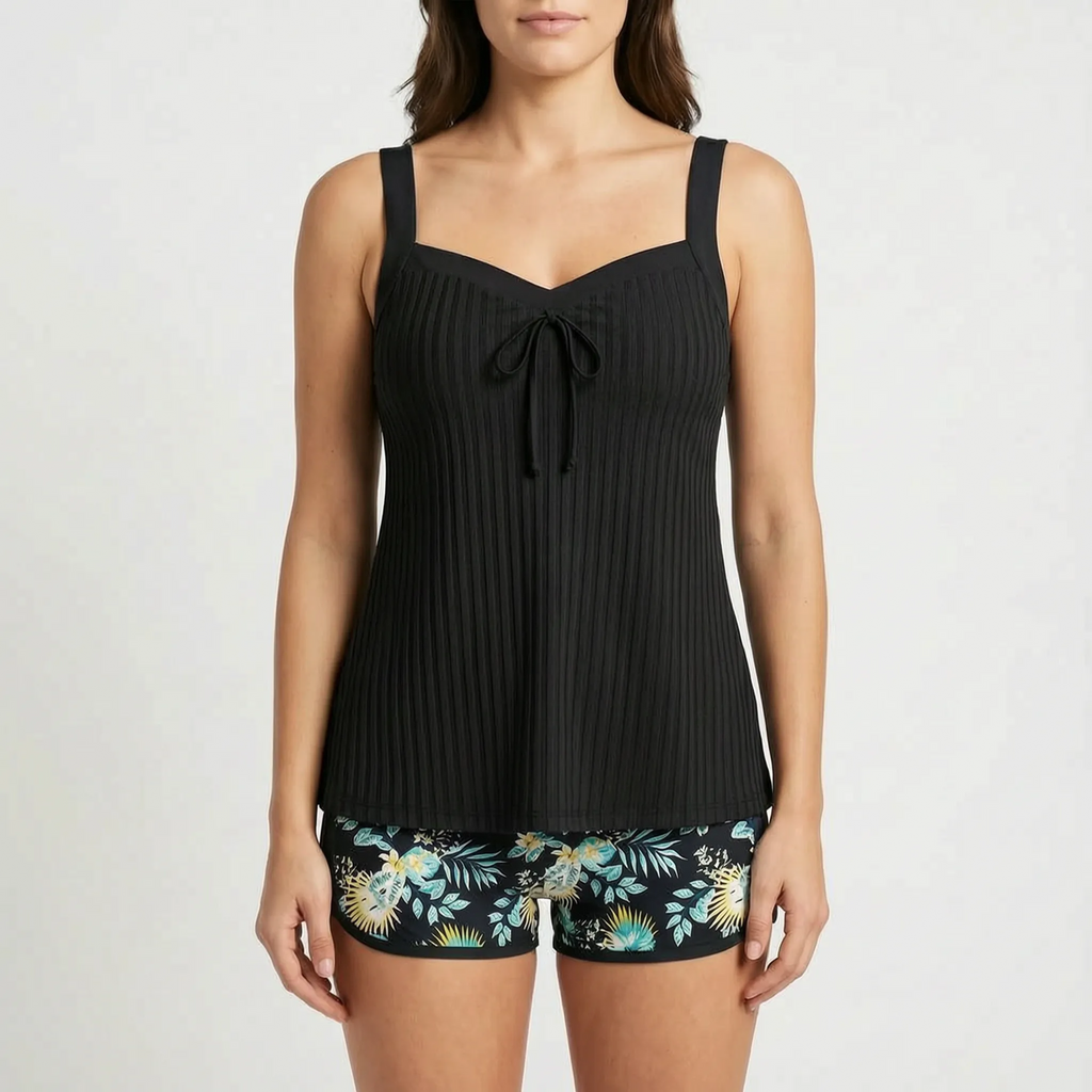 Two Piece Ribbed Tankini Set -  Relaxing Poolside - Ormexis