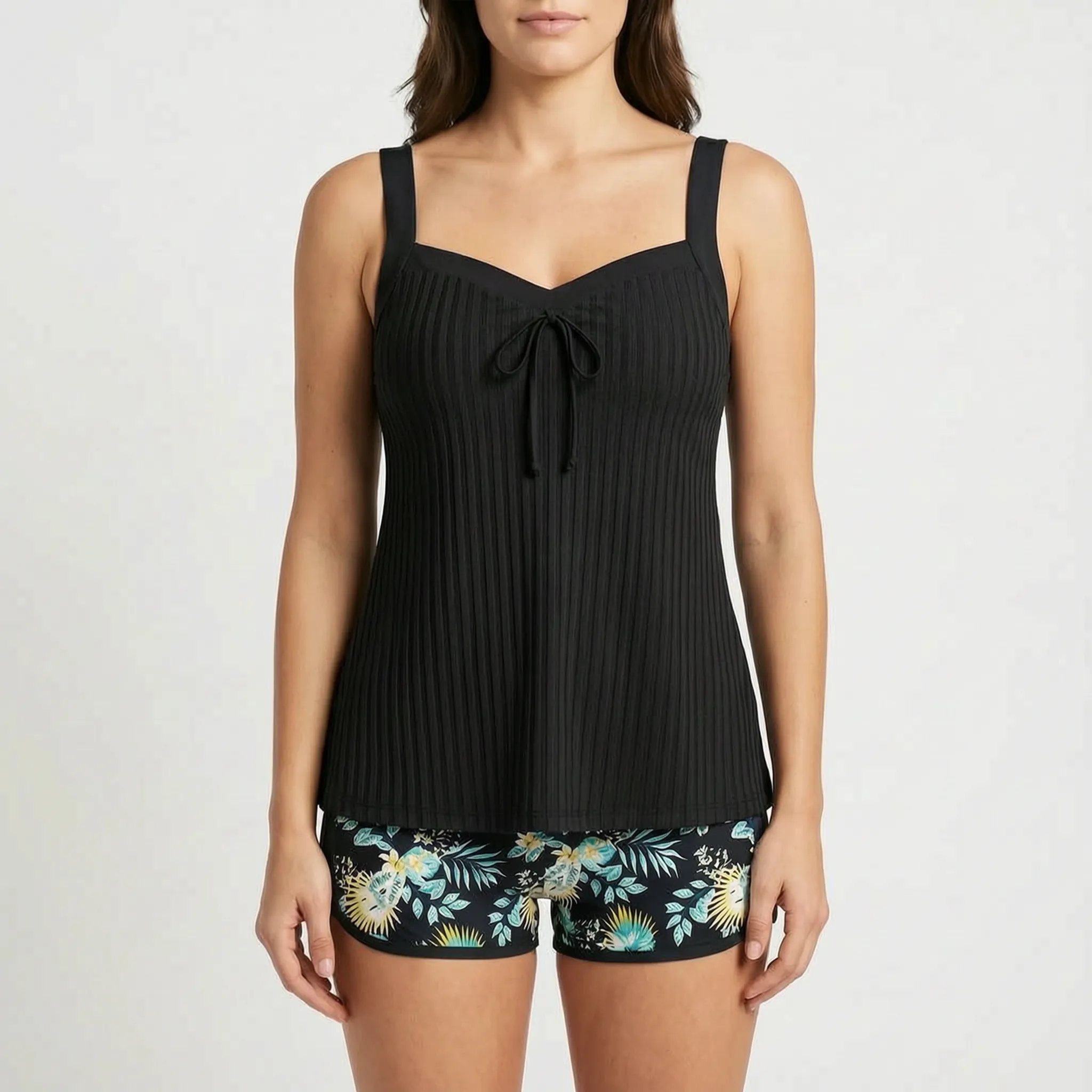 Two Piece Ribbed Tankini Set -  Relaxing Poolside - Ormexis