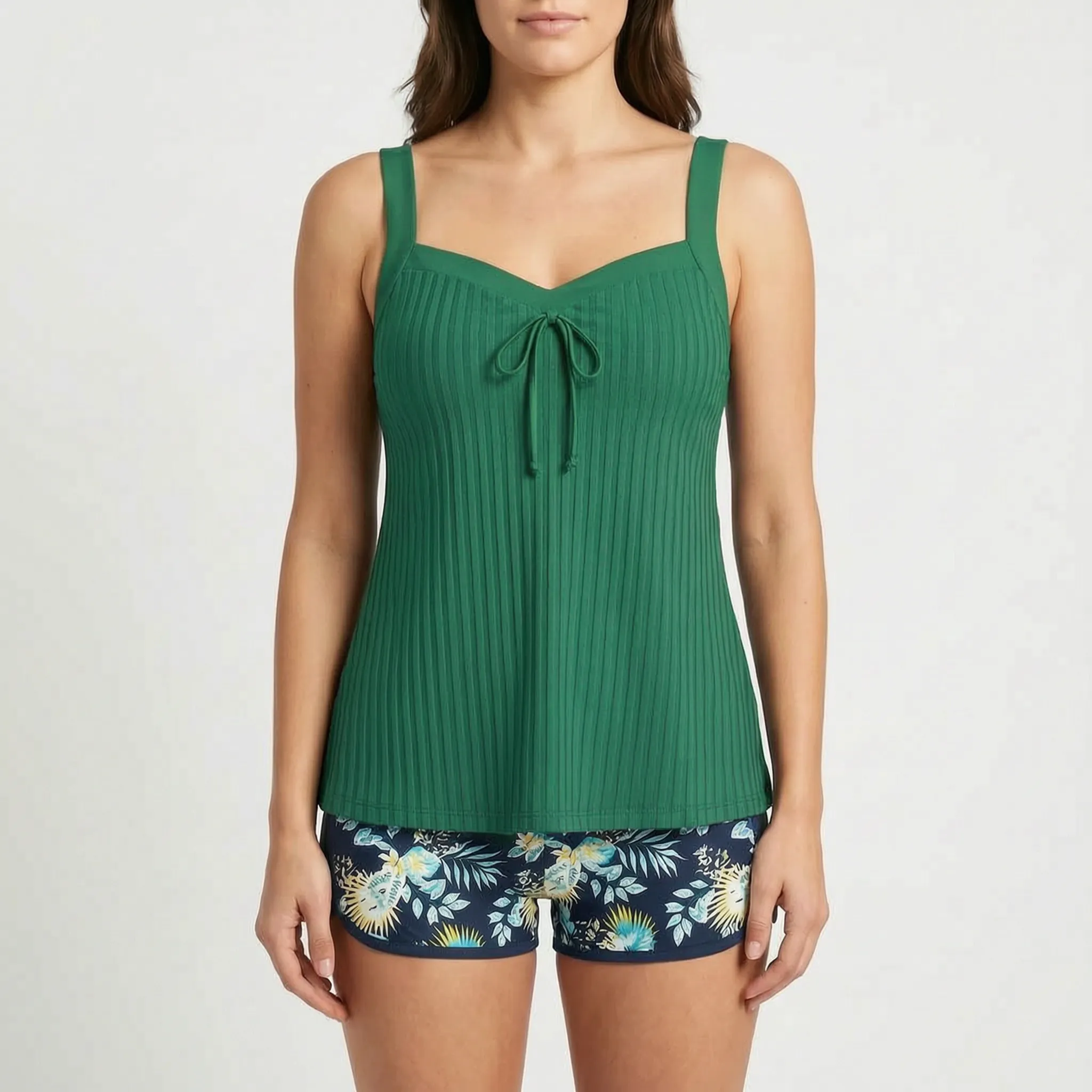 Two Piece Ribbed Tankini Set -  Relaxing Poolside - Ormexis