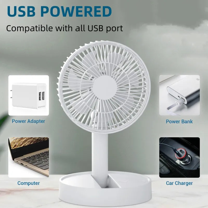USB asztali ventilátor négysebességes beállítással beltéri és kültéri kényelemhez
