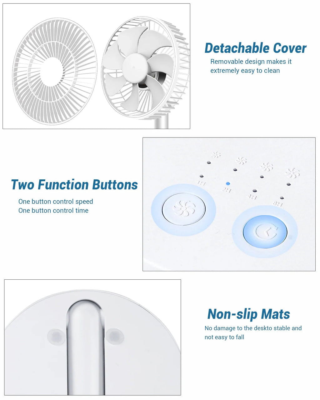 USB asztali ventilátor négysebességes beállítással beltéri és kültéri kényelemhez