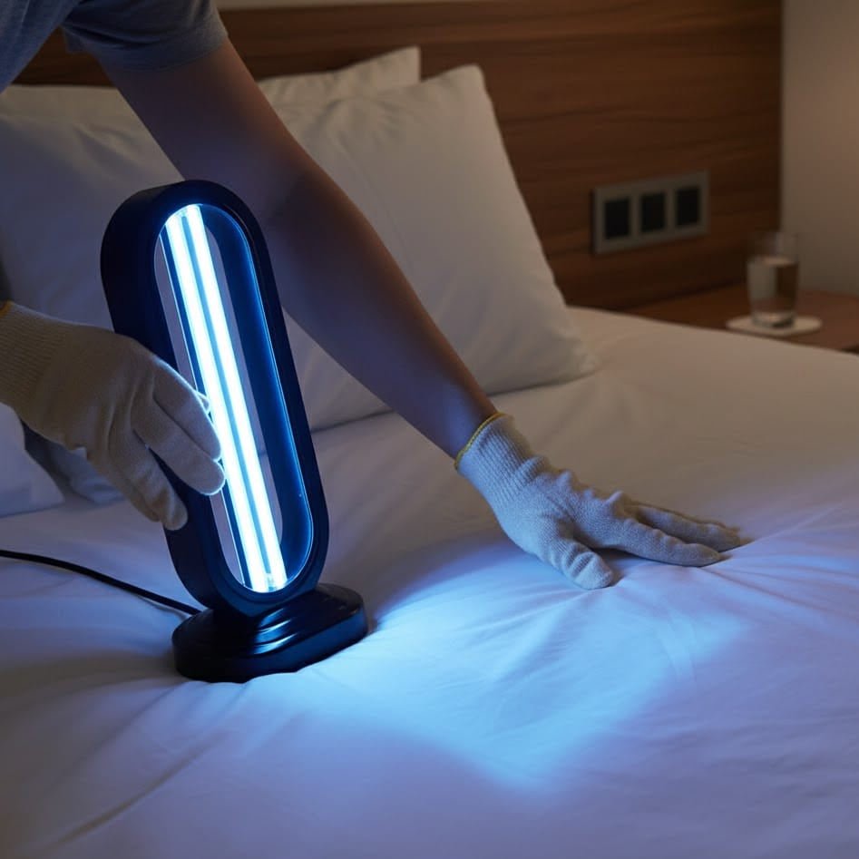Lampă compactă NovaGuard pentru sterilizare UV-C pentru uz casnic, ucide ploșnițele și bacteriile