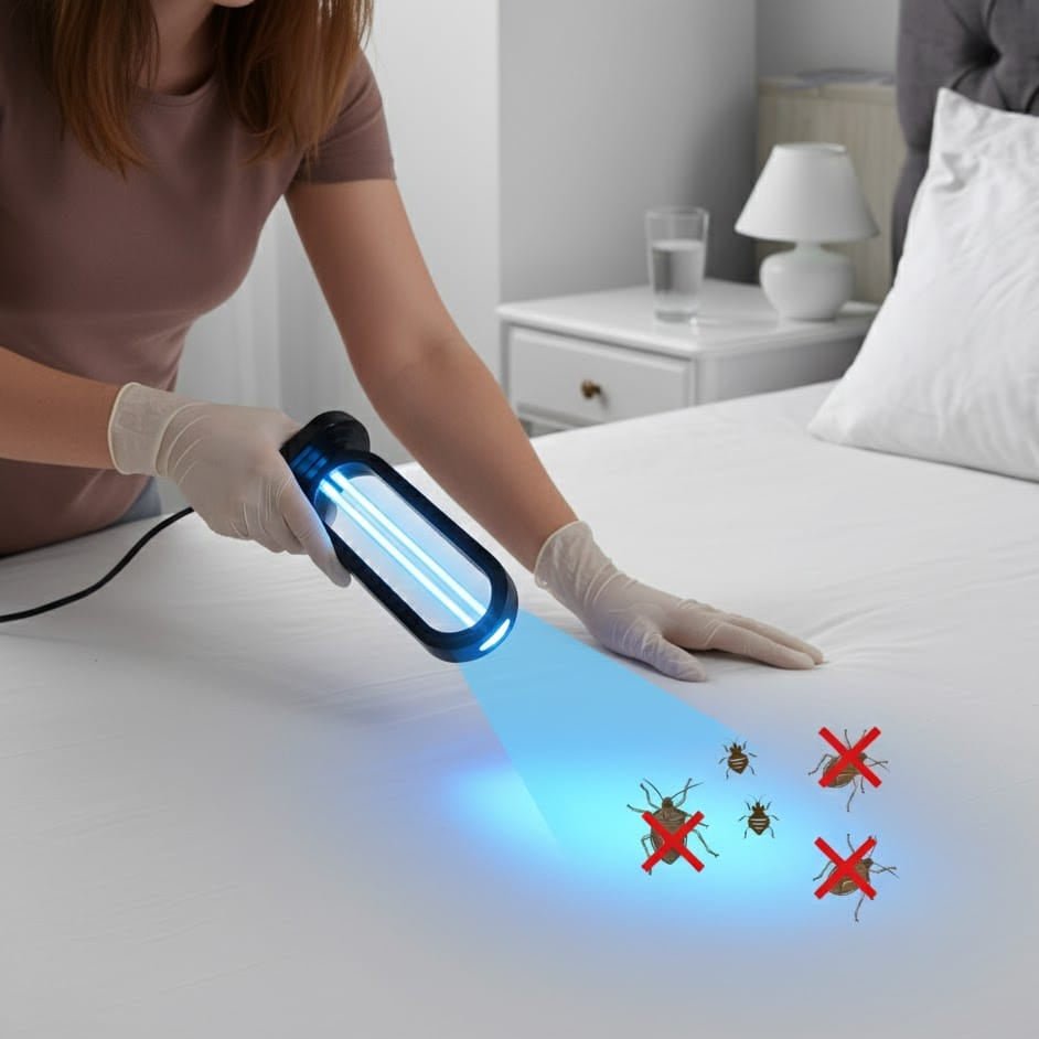 Lampă compactă NovaGuard pentru sterilizare UV-C pentru uz casnic, ucide ploșnițele și bacteriile