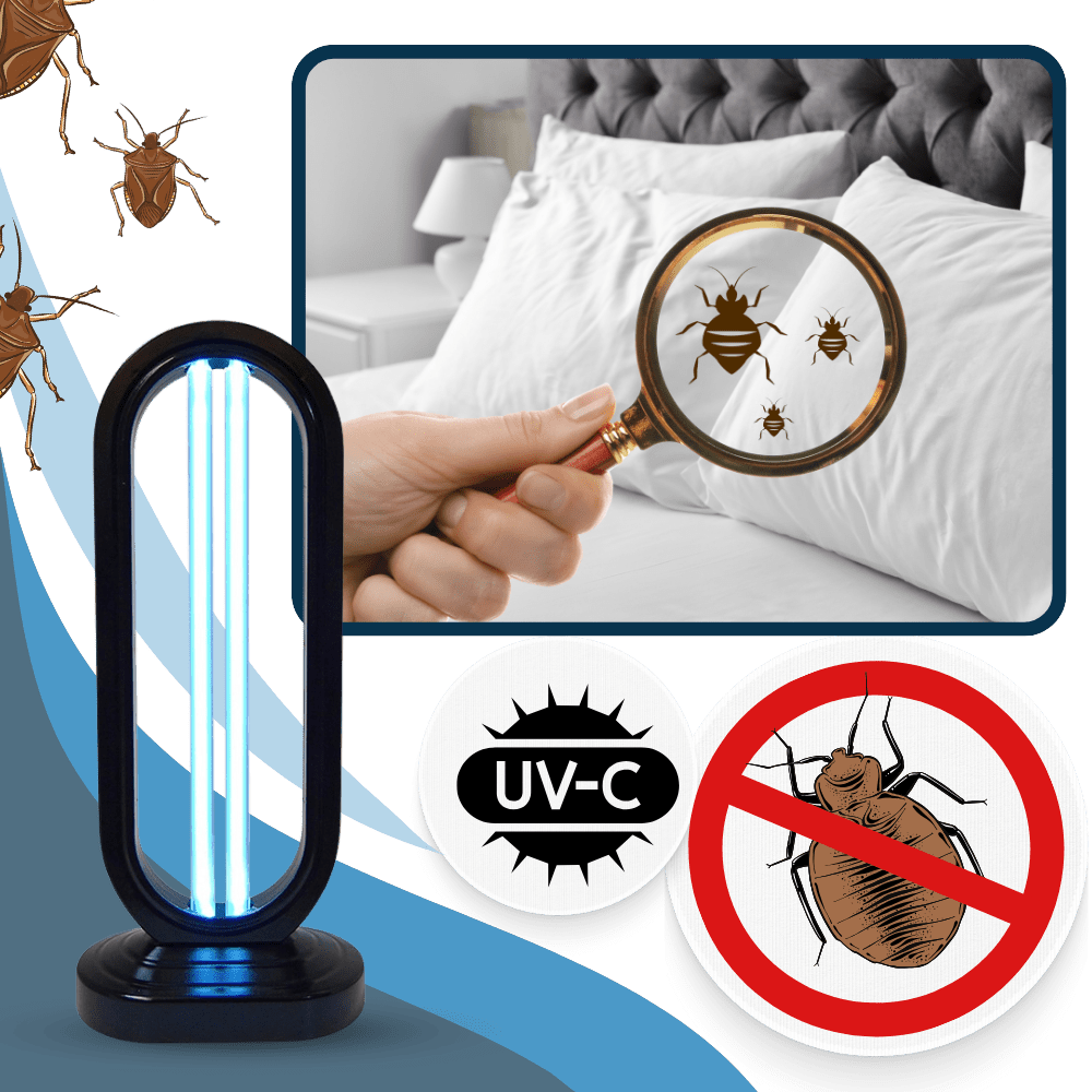 Lampă compactă NovaGuard pentru sterilizare UV-C pentru uz casnic, ucide ploșnițele și bacteriile