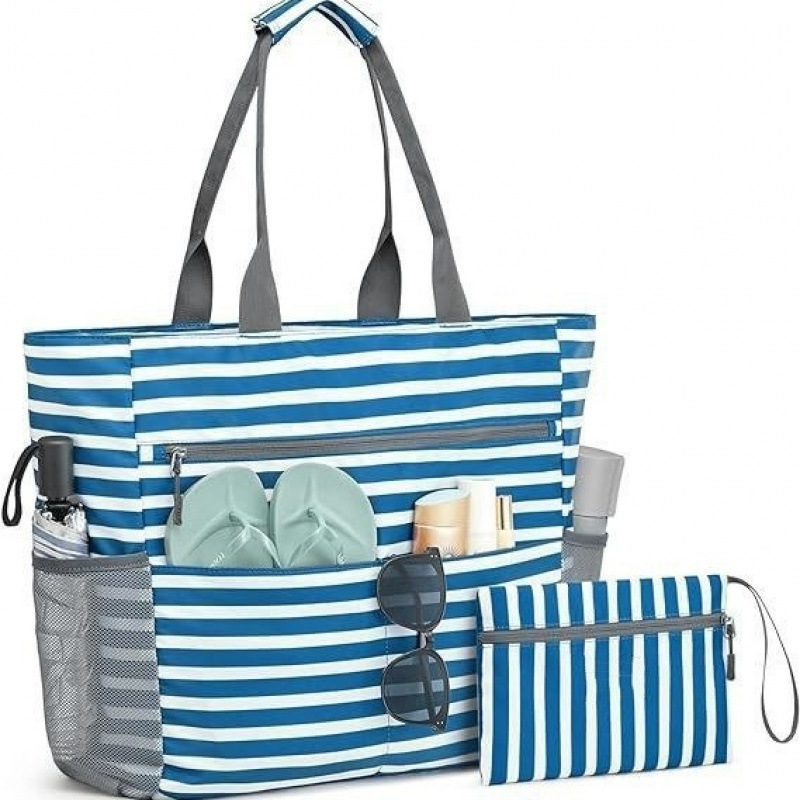 Ultimate Beach Tote Overdimensioneret Vandtæt Taske med Tretten Lommetasker til Sommerrejser