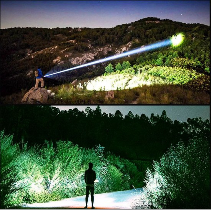 Ultimativ LED-lommelygte: 9000 lumen genopladelig med zoomfunktion, holdbart design