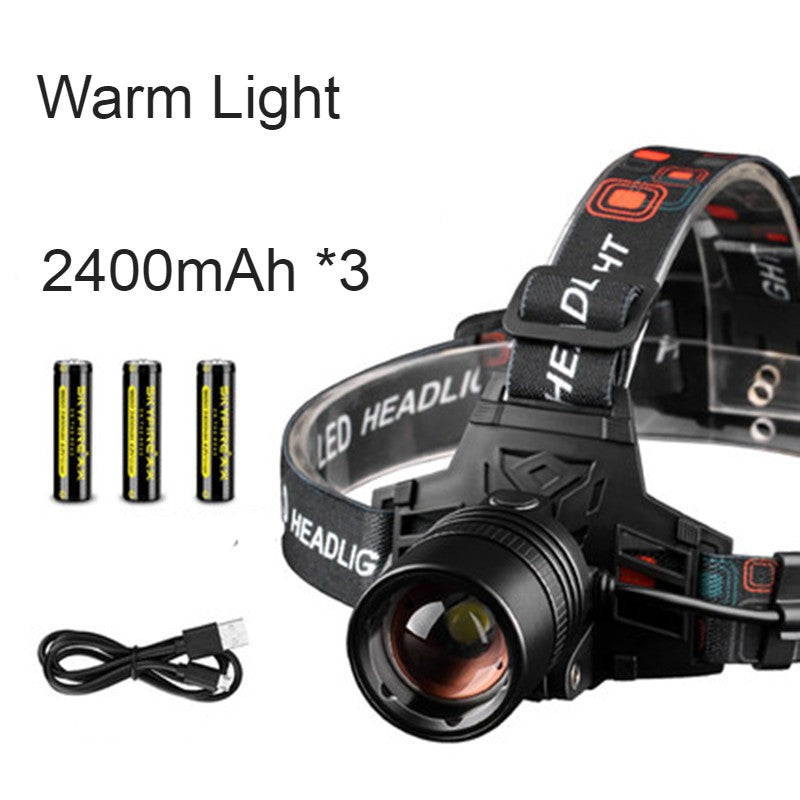 Ultimative Outdoor-Stirnlampe, wiederaufladbar und wasserdicht, mit zoomfähigem Lichtstrahl für Camping und Wandern